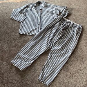 Matt Granite Gray Striped Pajama Set SIZE 2X